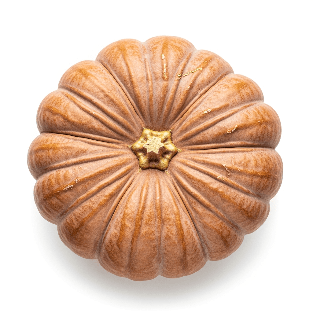 Fairytale (Musquée de Provence) pumpkin — deeply lobed, ripening from green to a soft tan-brown