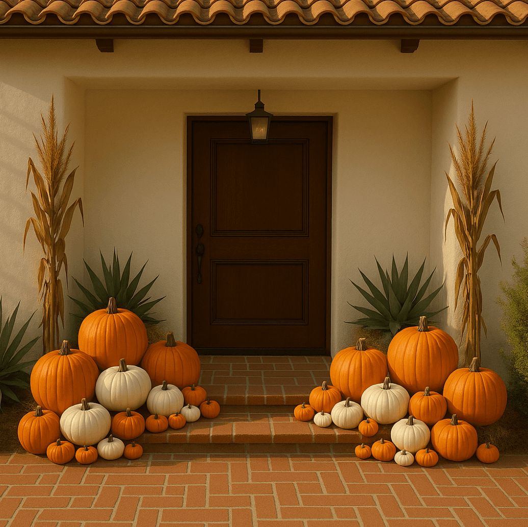 Saratoga Pumpkin Spice Steps with Cornstalks
